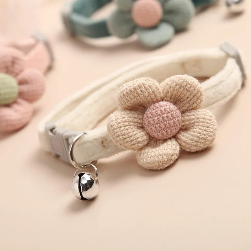 1Pc Cat Collar with Cute Flower Adjustable Buckle Cat Collar Bell Collar Cat Small Pet Supplies Kitten Collar Small Dog Acce Econic Blanks